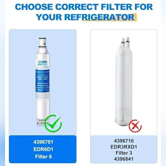 Golden Icepure Fridge Water Filter Replacements - 4396701 Filter 6 EDR6D1 469915 - Picture 3 of 8